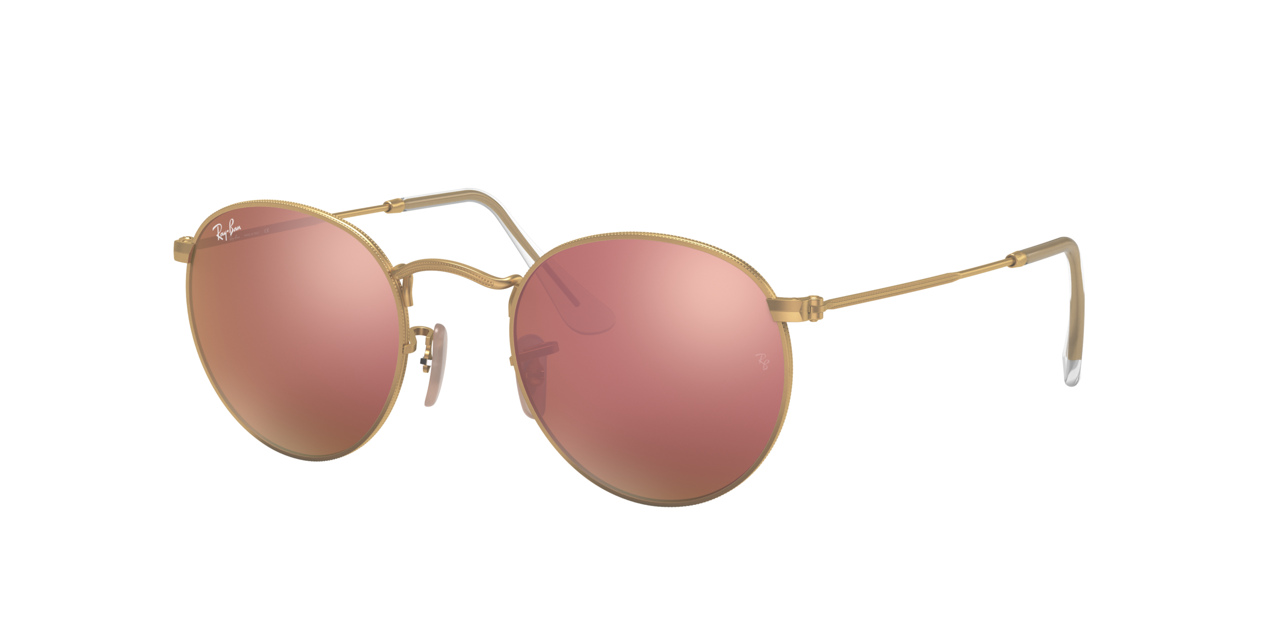 Lunette de soleil Ray Ban Round Flash Lenses Copper Mirror Gold