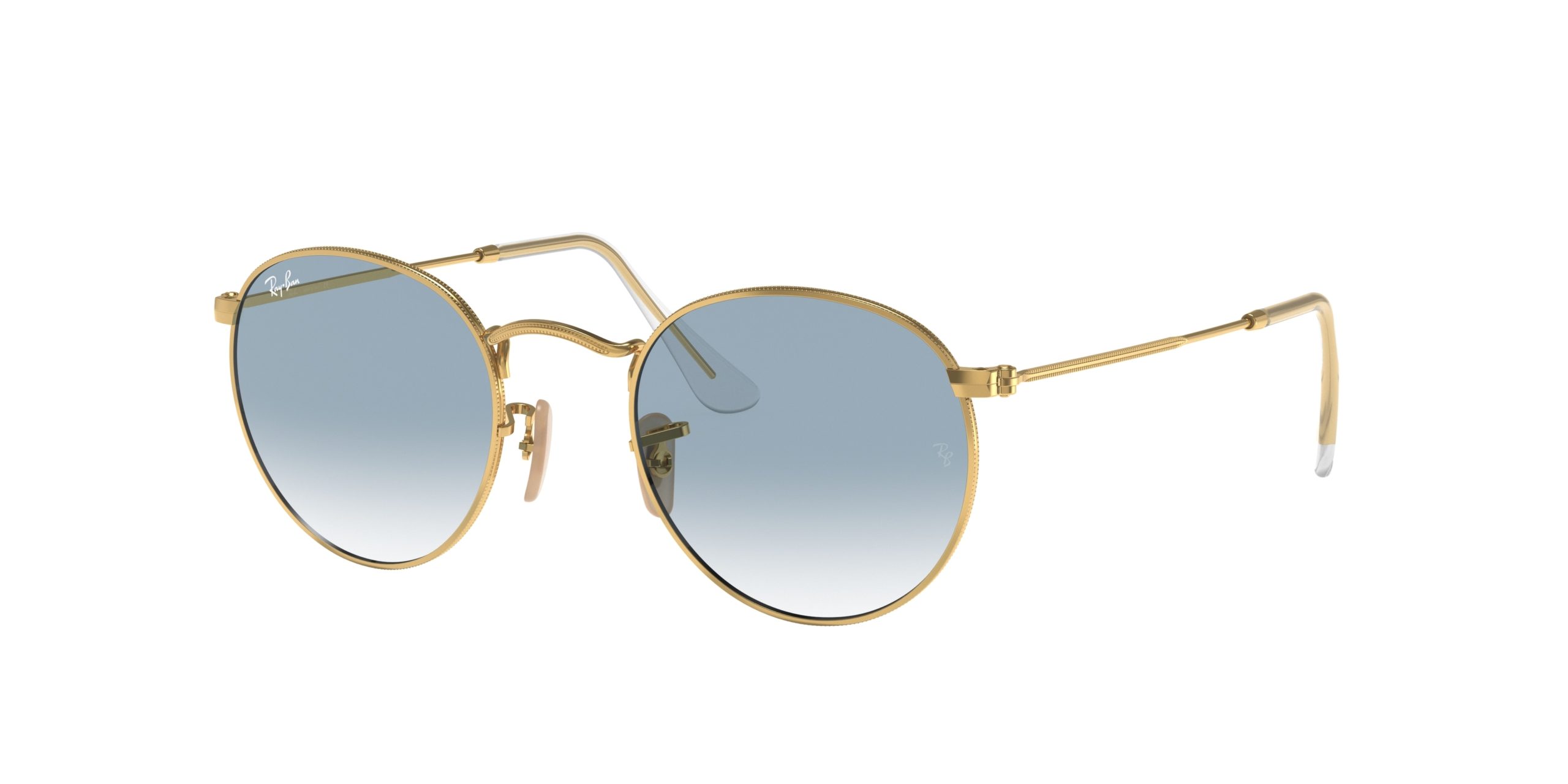 Lunette de soleil Ray Ban Round Flat Lenses Light Blue Gradient Gold