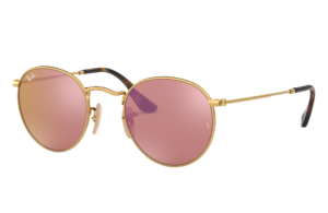 Lunette de soleil Ray Ban Round Flat Lenses Copper Mirror Gold