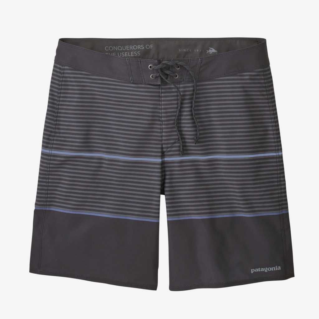 Badehose Patagonia Mens Hydropeak Boardshorts 18 in Olivas Stripe Ink Black