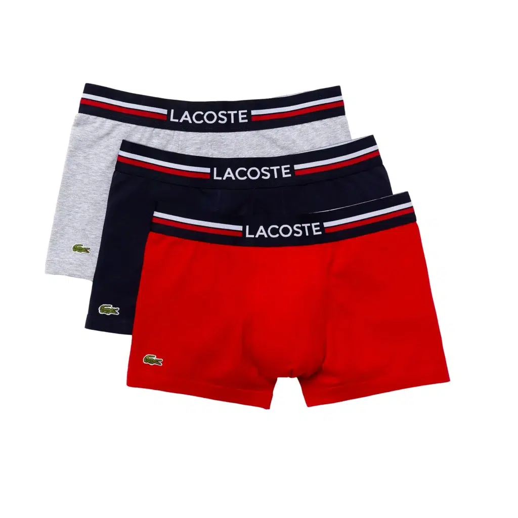 Lacoste 3er-Pack Boxershorts Navy Blau Heidekraut Grau Rot